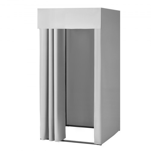 VEVOR Fitting Room, Dressing Room with Thick Polyester Curtains, Privacy Space with Shading Curtain and a Hook, for Boutique, Mall, Tailor's Store & Outdoor 39 x 39 x 78 in (Black and Gray-White)