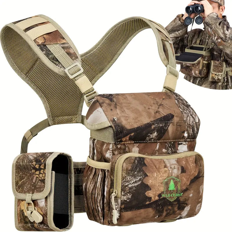 Wild Cedar Binocular Harness Chest Pack with Rangefinder Pouch &amp; Rain Cover