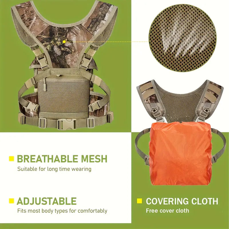 Wild Cedar Binocular Harness Chest Pack with Rangefinder Pouch &amp; Rain Cover