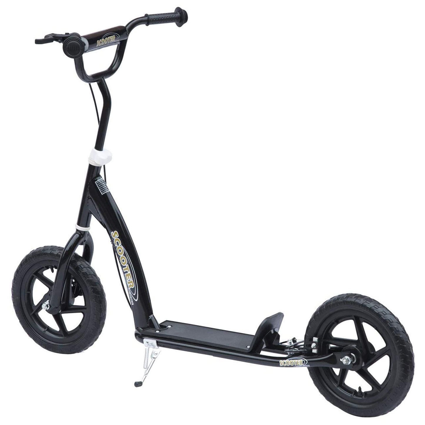 HOMCOM Kick Scooter for Kids 5-12 Years Old with Adjustable Height Handlebar, Non-slip Footplate, Big Wheels, Rear Brake, Black