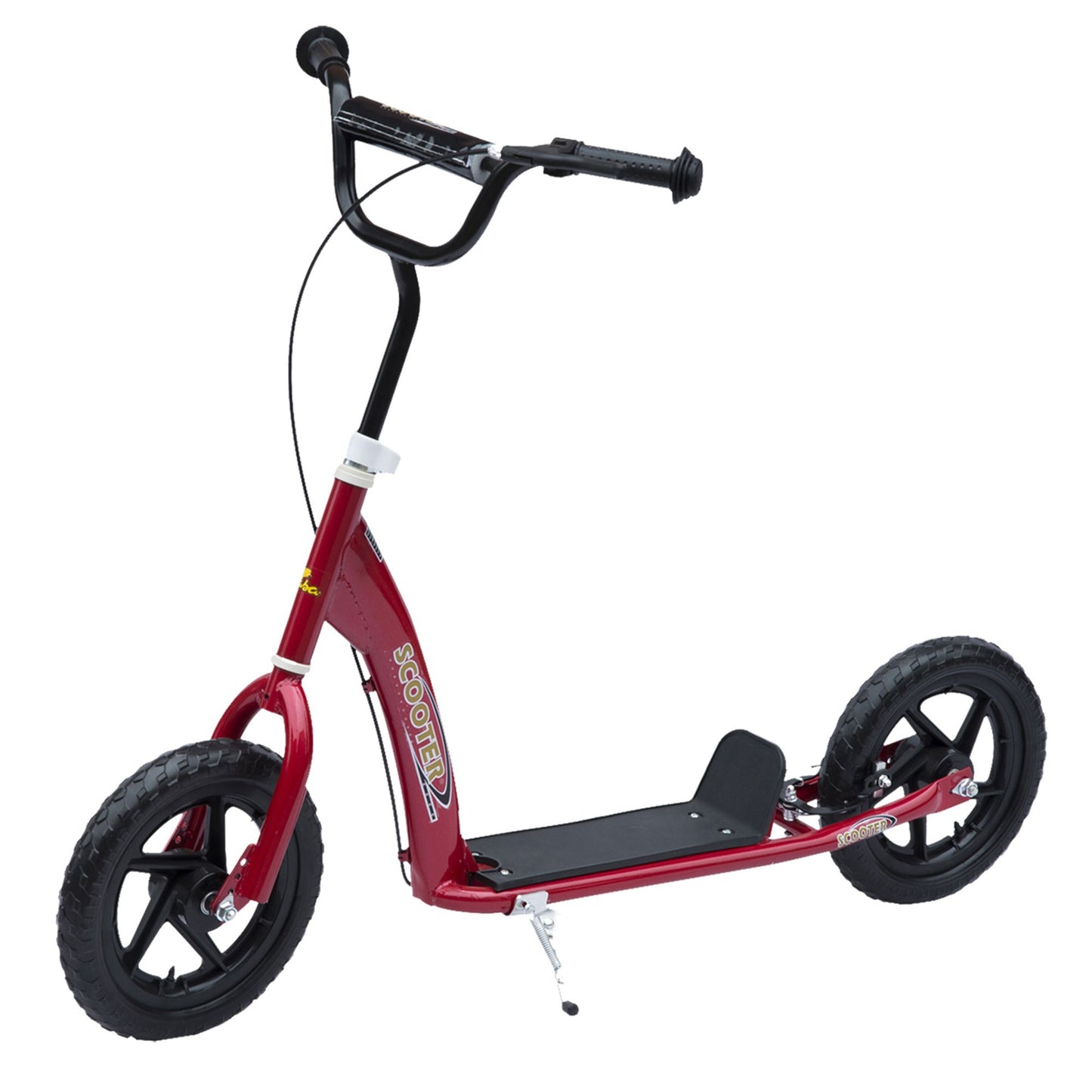 HOMCOM Kick Scooter for Kids 5-12 Years Old with Adjustable Height Handlebar, Non-slip Footplate, Big Wheels, Rear Brake, Red
