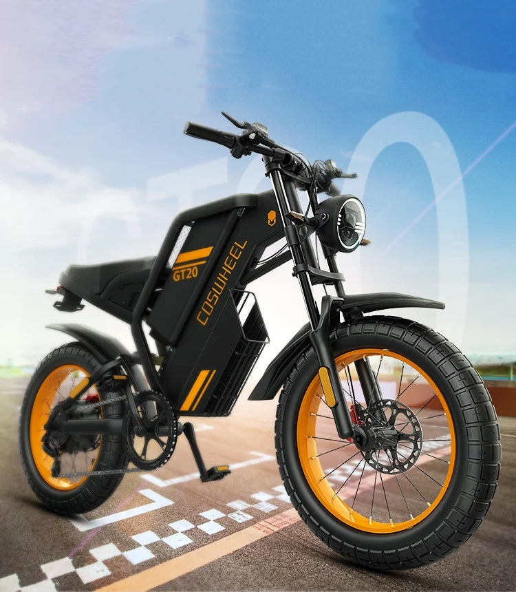 Off-road e-bike Equipped with super motor 1000W 48V25AH lithium battery 20"*4.0 fat tires Specially suitable for touring, sand, snow, mountains and other adventurous places.