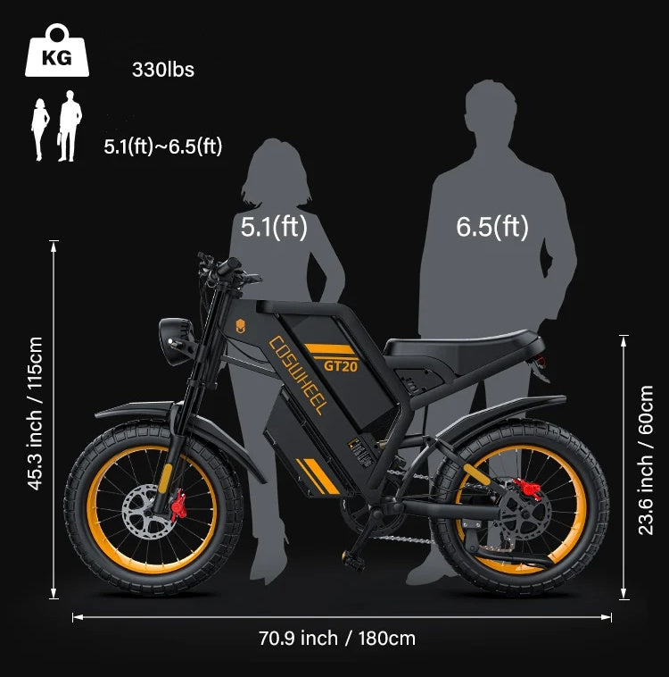 Off-road e-bike Equipped with super motor 1000W 48V25AH lithium battery 20"*4.0 fat tires Specially suitable for touring, sand, snow, mountains and other adventurous places.