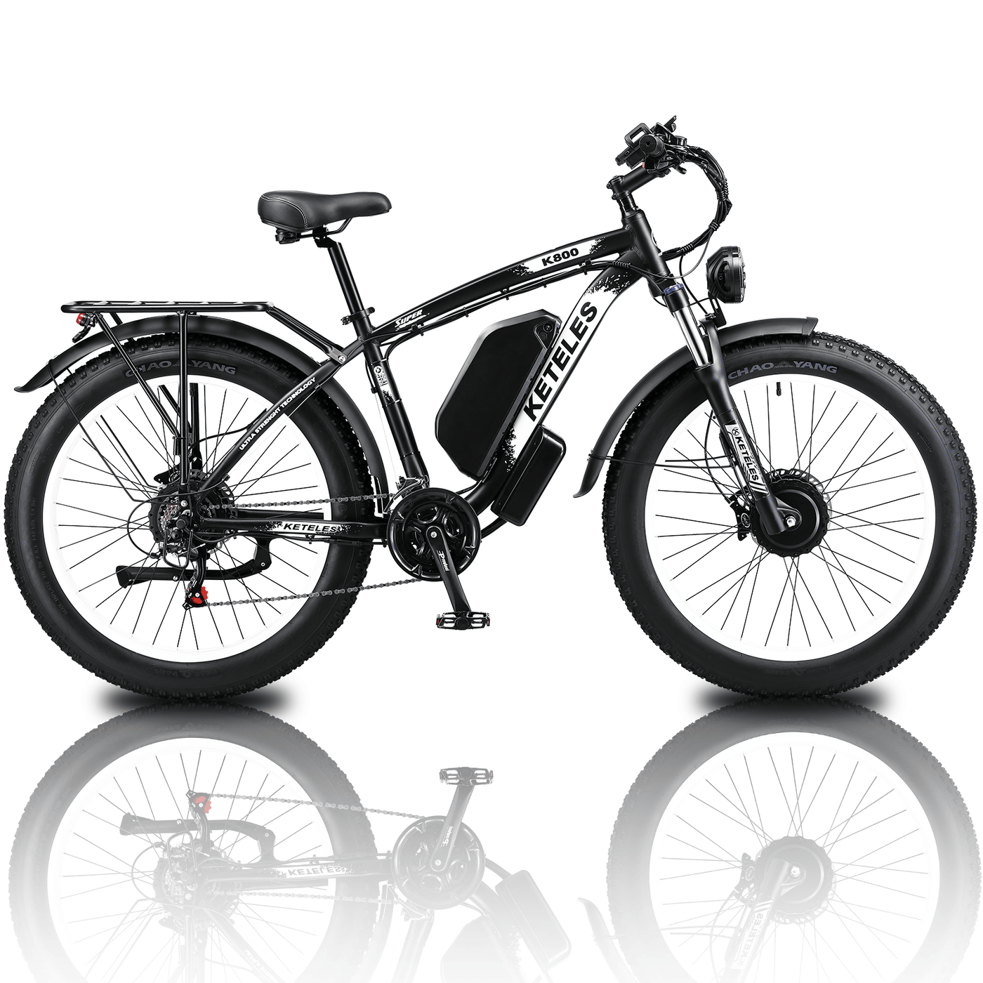 Electric Bike KETELES 48V 23AH Dual Motor 1000W*2 26"*4.0 MTB