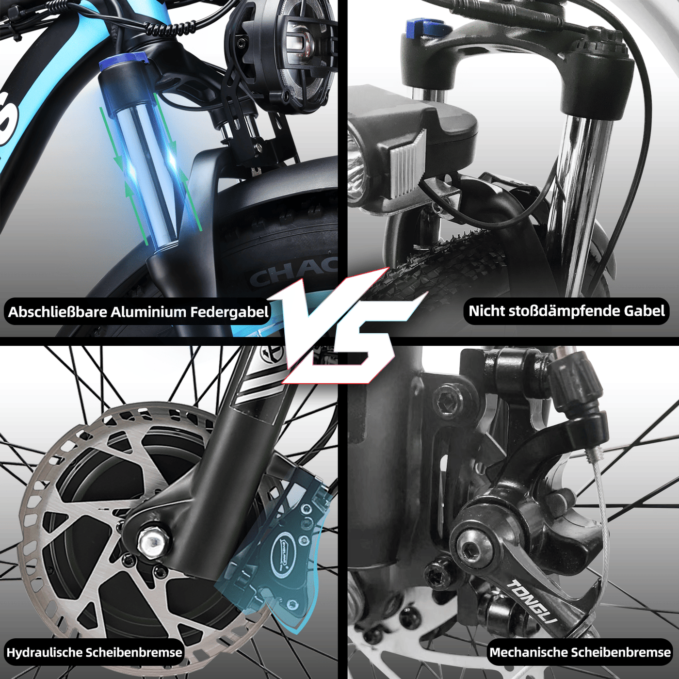 Electric Bike KETELES 48V 23AH Dual Motor 1000W*2 26"*4.0 MTB