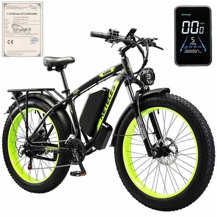 Electric Bike KETELES 48V 23AH Dual Motor 1000W*2 26"*4.0 MTB