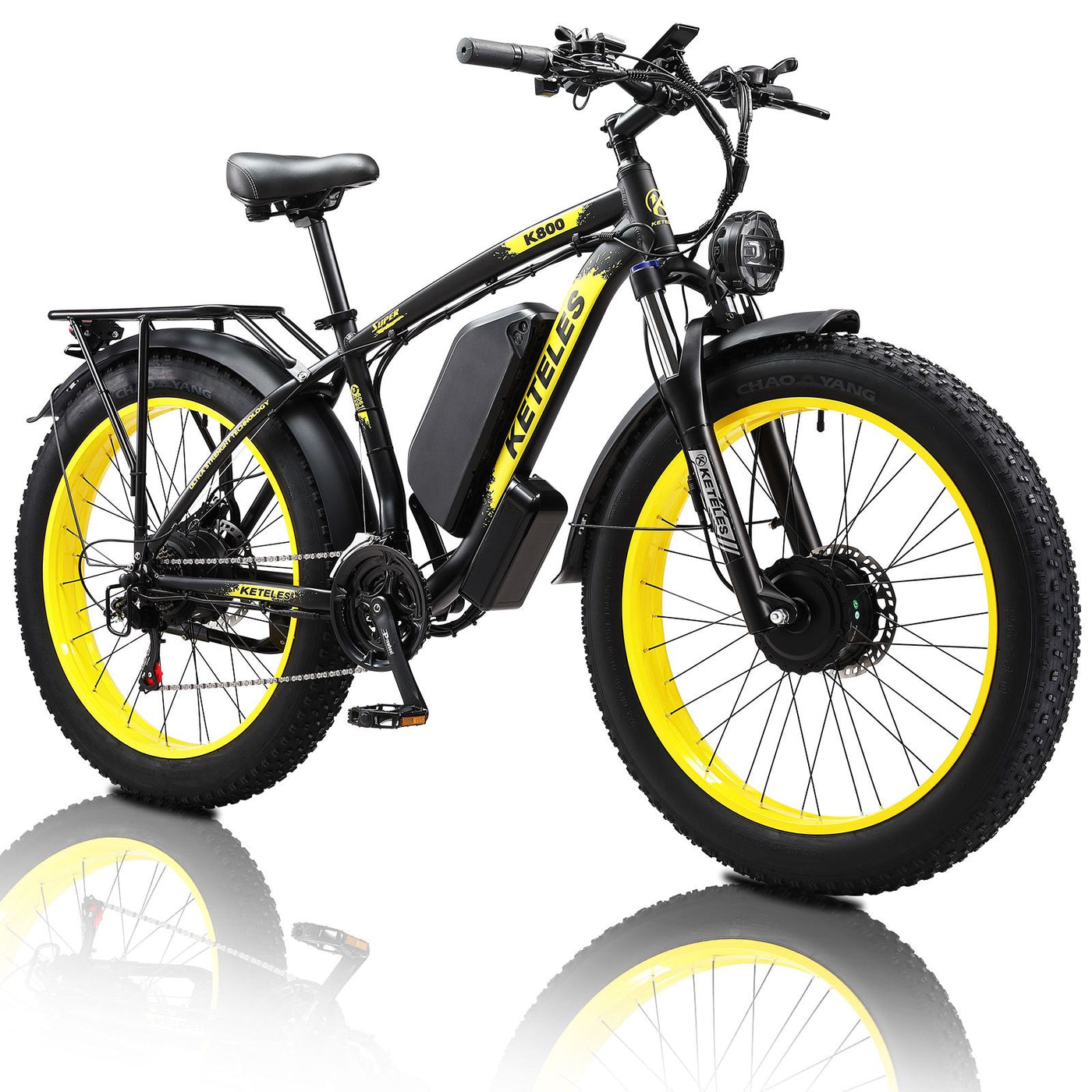 Electric Bike KETELES 48V 23AH Dual Motor 1000W*2 26"*4.0 MTB