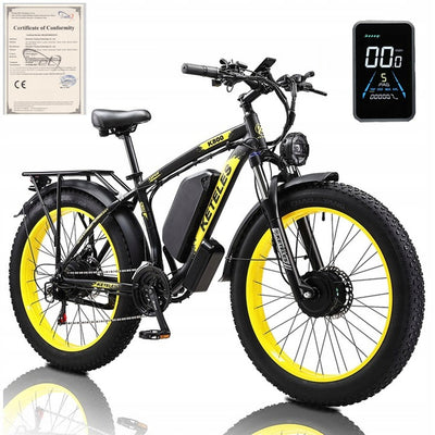 Electric Bike KETELES 48V 23AH Dual Motor 1000W*2 26"*4.0 MTB