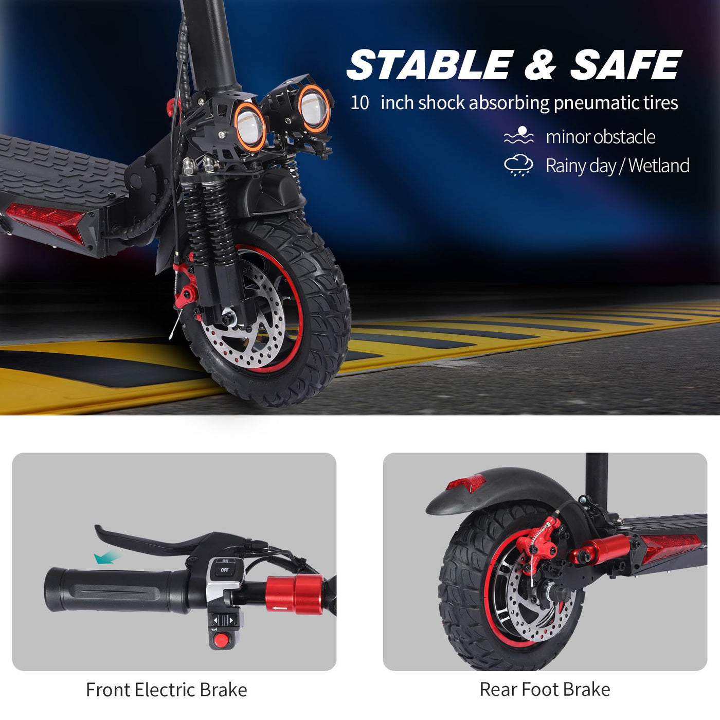 WHOSU Adult Electric Scooter with Removable Seat, 1200W Motor, Max 35mph, 33 Miles, 11" Off Road Tires, Fast Electric Scooter for Adults, E Scooter w/ 4 Braking System