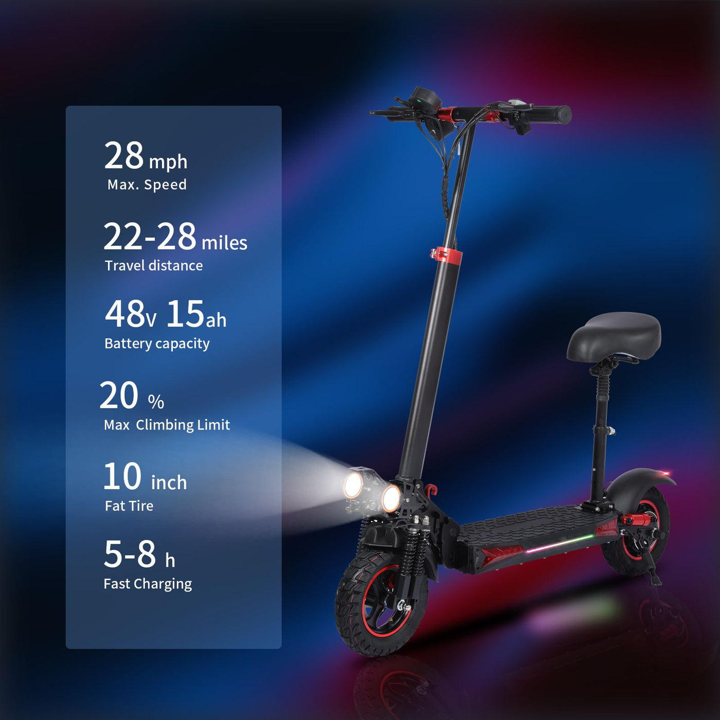 WHOSU Adult Electric Scooter with Removable Seat, 1200W Motor, Max 35mph, 33 Miles, 11" Off Road Tires, Fast Electric Scooter for Adults, E Scooter w/ 4 Braking System
