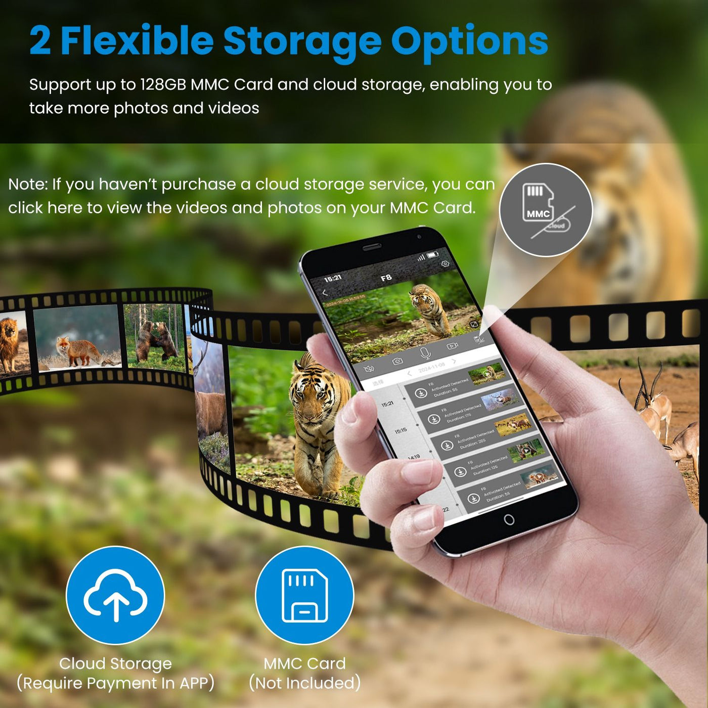 4G 4K 30FPS Solar Trail Camera Outdoor Wildlife Camera Motion Activated IP66 Waterproof with 140ºViewing Angle No Glow Night Vision SIM Card APP Control No WiFi Needed