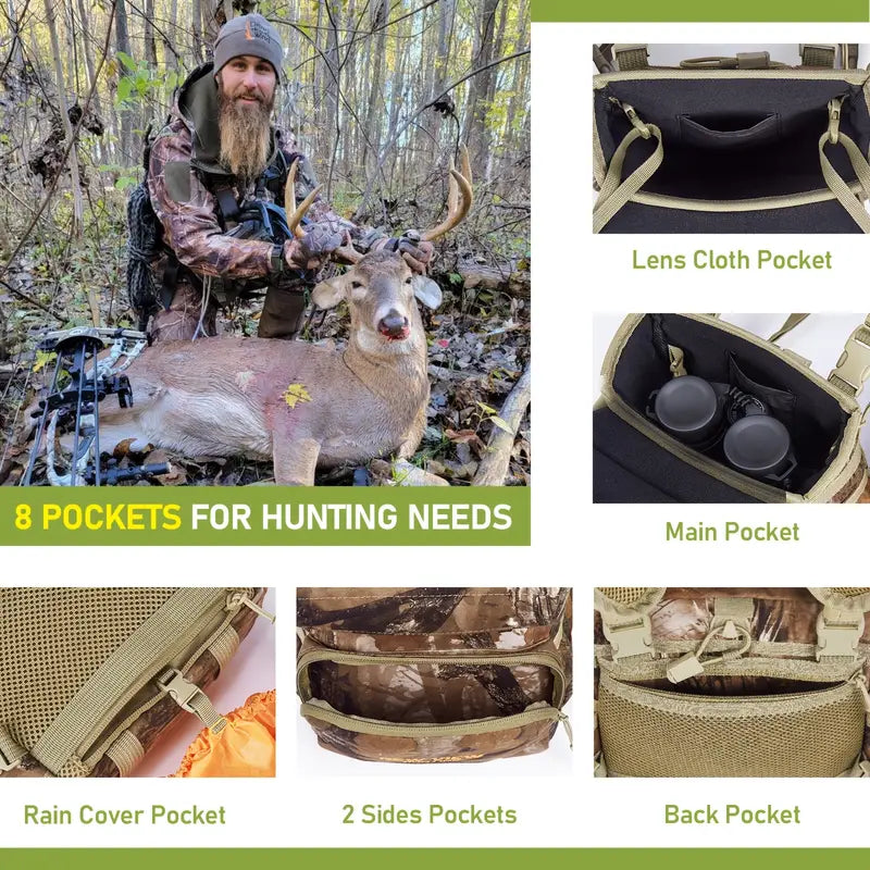 Wild Cedar Binocular Harness Chest Pack with Rangefinder Pouch &amp; Rain Cover